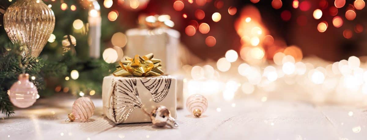 gifts by the Christmas tree